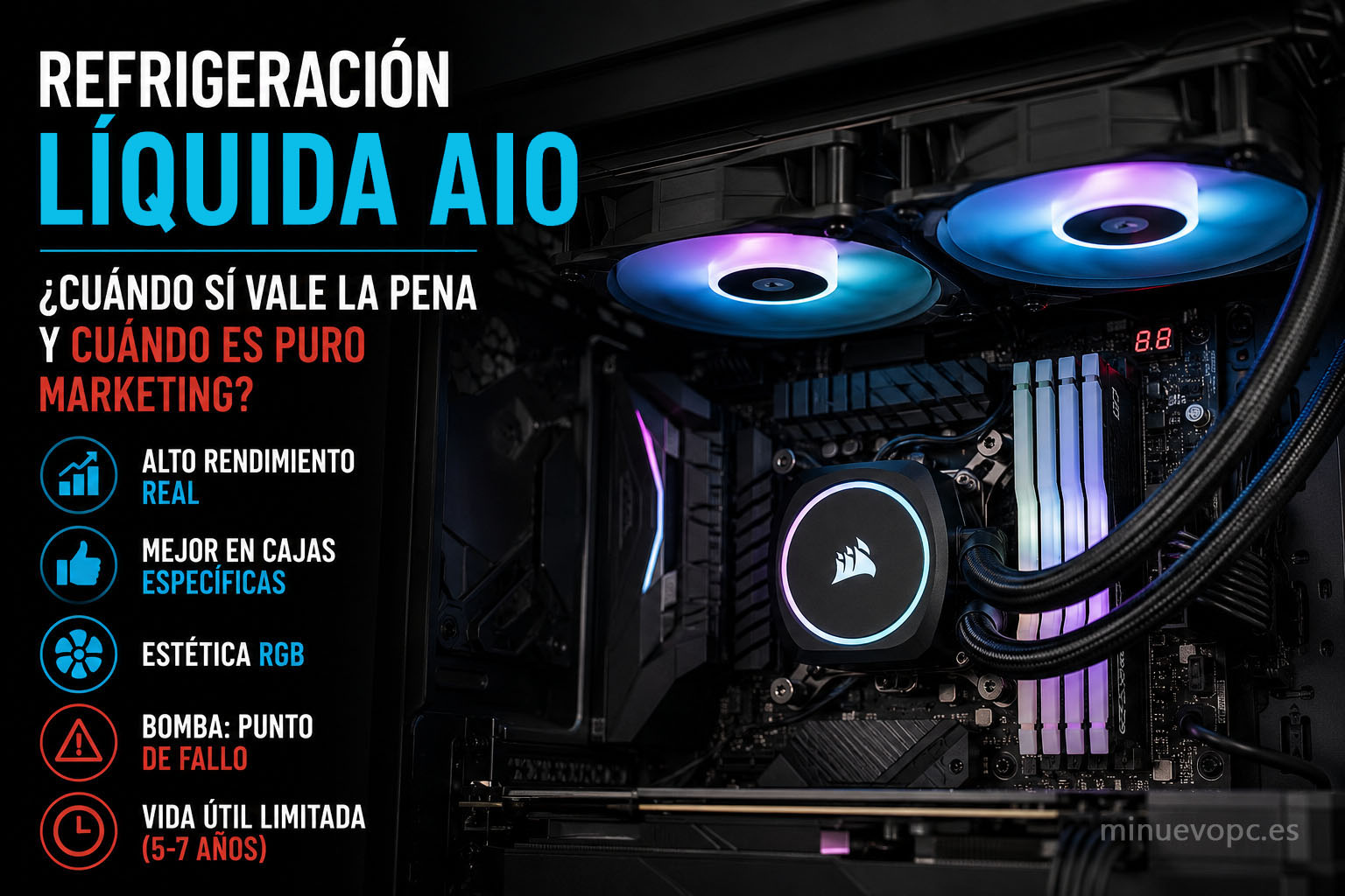 Refrigeración líquida AIO para procesadores exigentes con guía para comprar el sistema adecuado según rendimiento y espacio