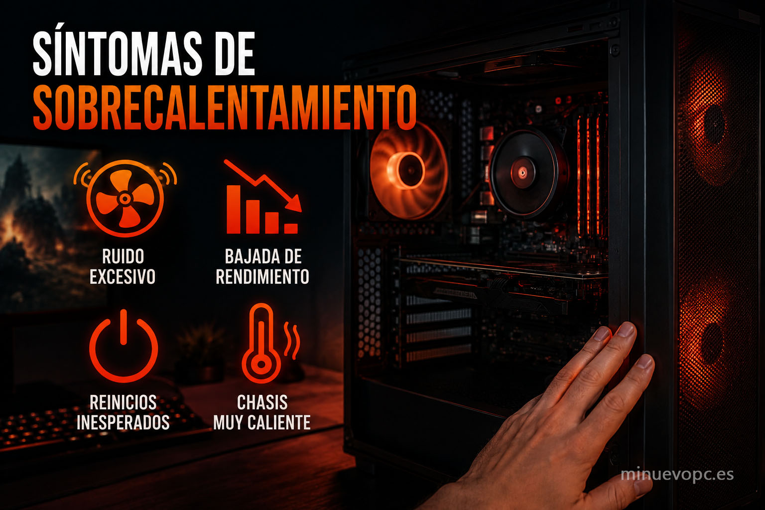 Señales de sobrecalentamiento en un PC gaming: ruido, tirones, reinicios y chasis muy caliente