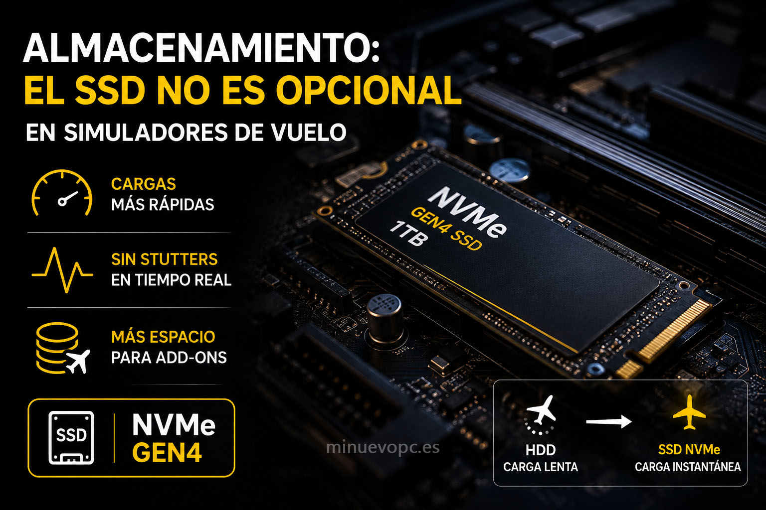 SSD NVMe Gen4 de 1 TB para acelerar cargas y escenarios en simuladores de vuelo