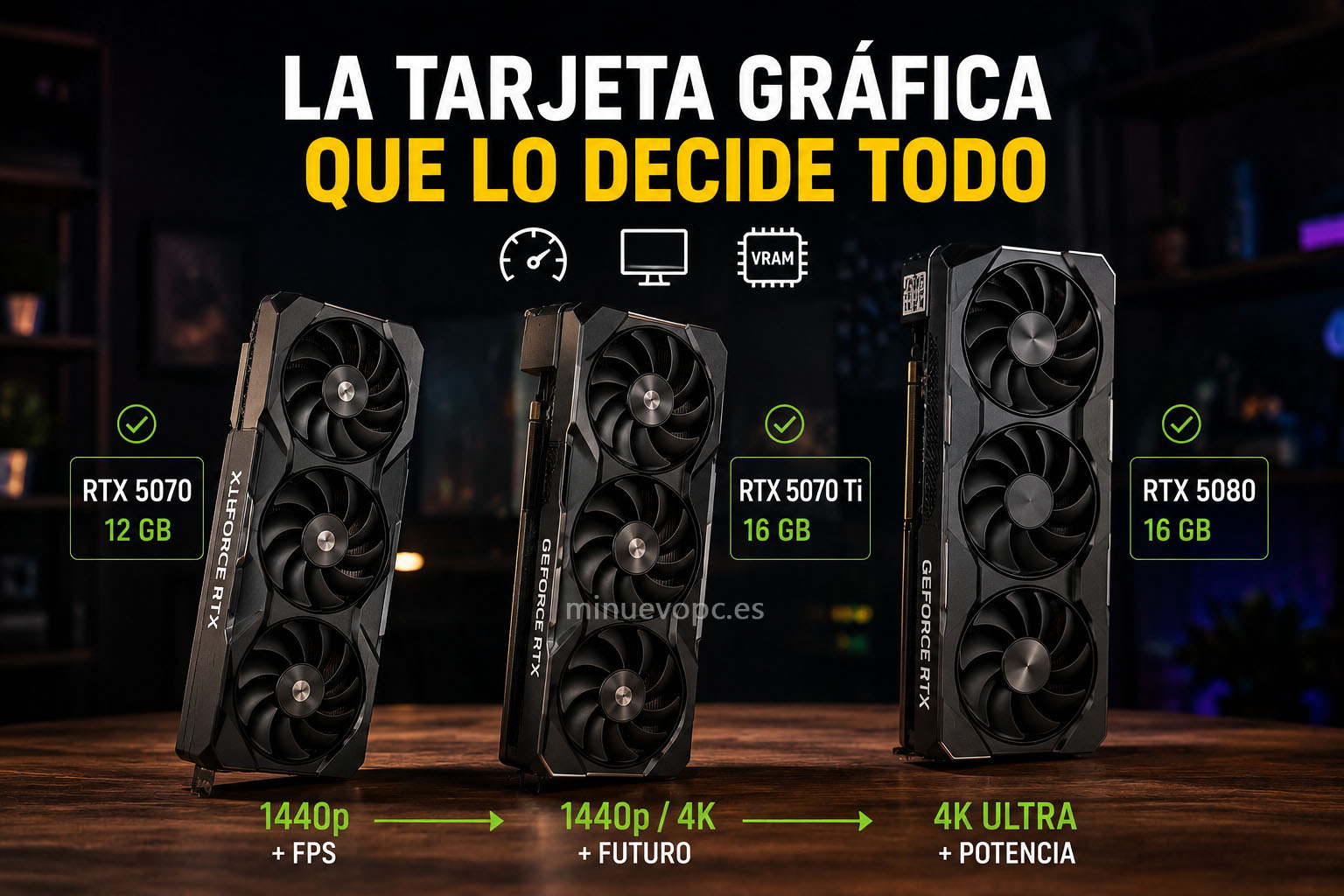 Tarjetas gráficas RTX 5070, RTX 5070 Ti y RTX 5080 para gaming en 1440p y 4K, guía para elegir la mejor opción calidad precio