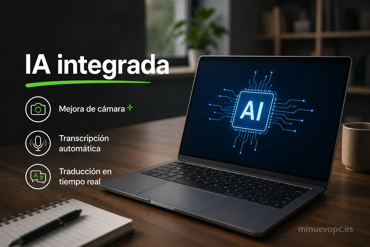 Portátil con IA integrada para mejorar videollamadas, transcripciones y productividad, una opción interesante si buscas comprar un equipo preparado para el futuro