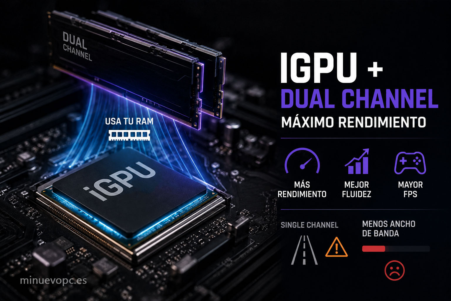 Una iGPU utiliza la memoria RAM del sistema y puede rendir mucho mejor con Dual Channel que con un solo canal de memoria