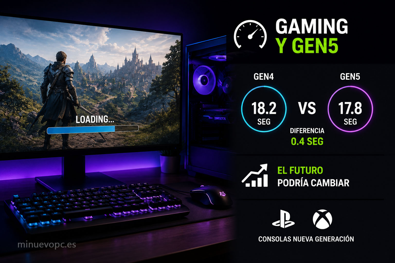 Comparativa del rendimiento de un SSD Gen4 y Gen5 en juegos para saber si interesa actualizar el almacenamiento