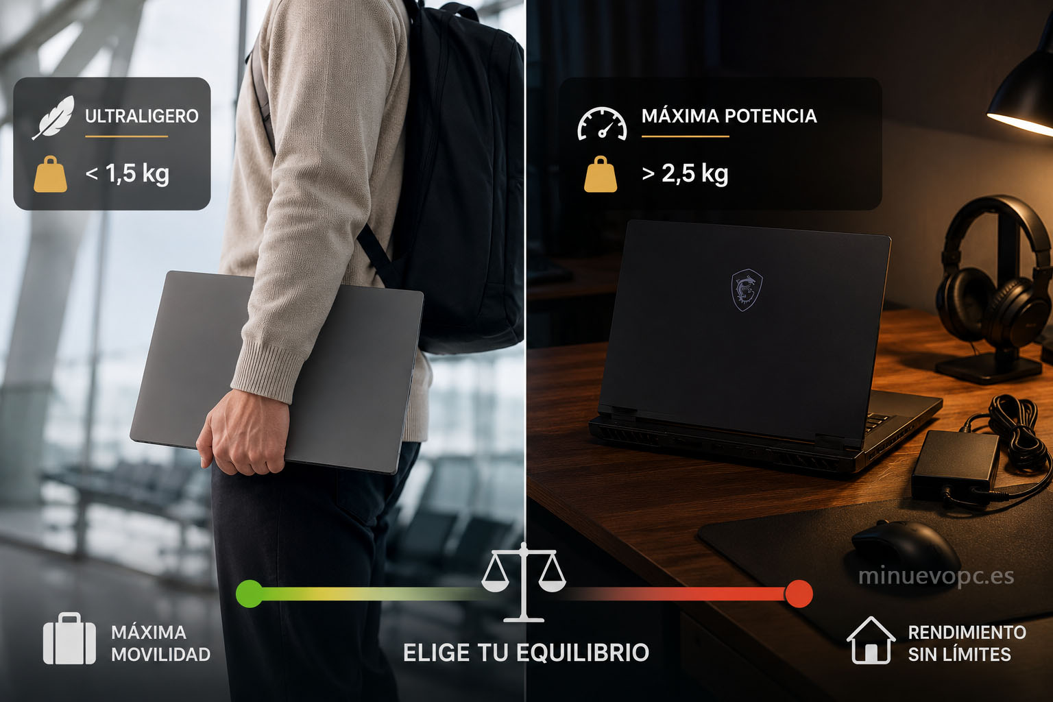 LG Gram Pro ultraligero mostrando la diferencia entre máxima portabilidad y potencia en un portátil profesional de 17 pulgadas