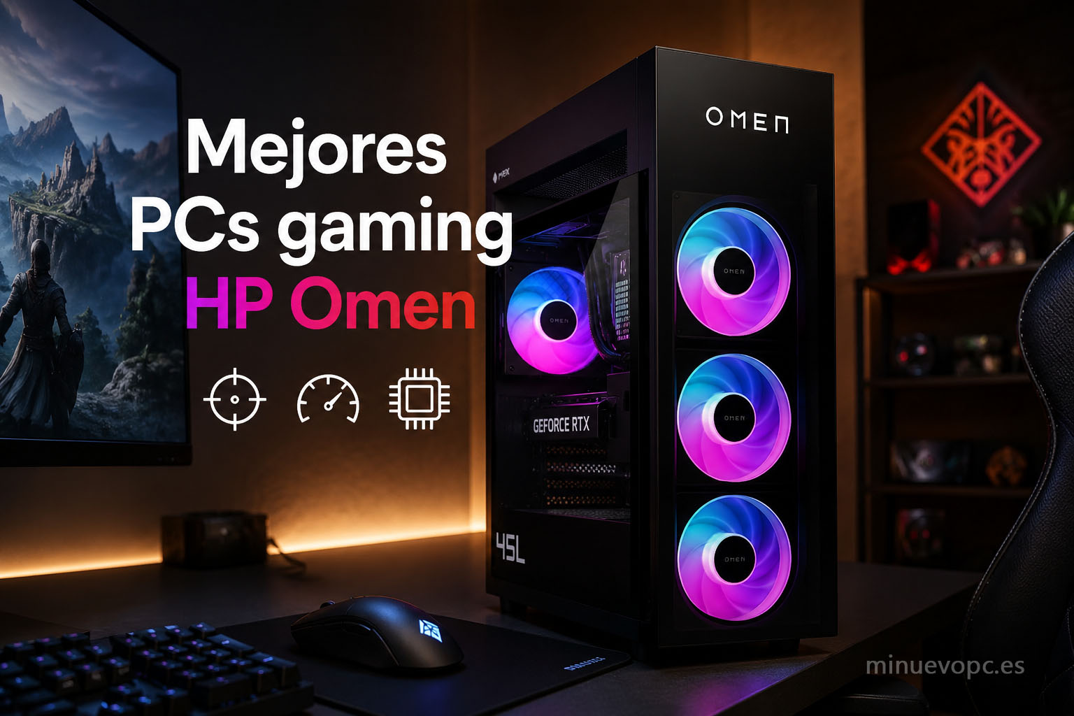 PC gaming HP Omen con iluminación RGB y chasis de cristal, guía para elegir los mejores PCs gaming HP Omen calidad precio