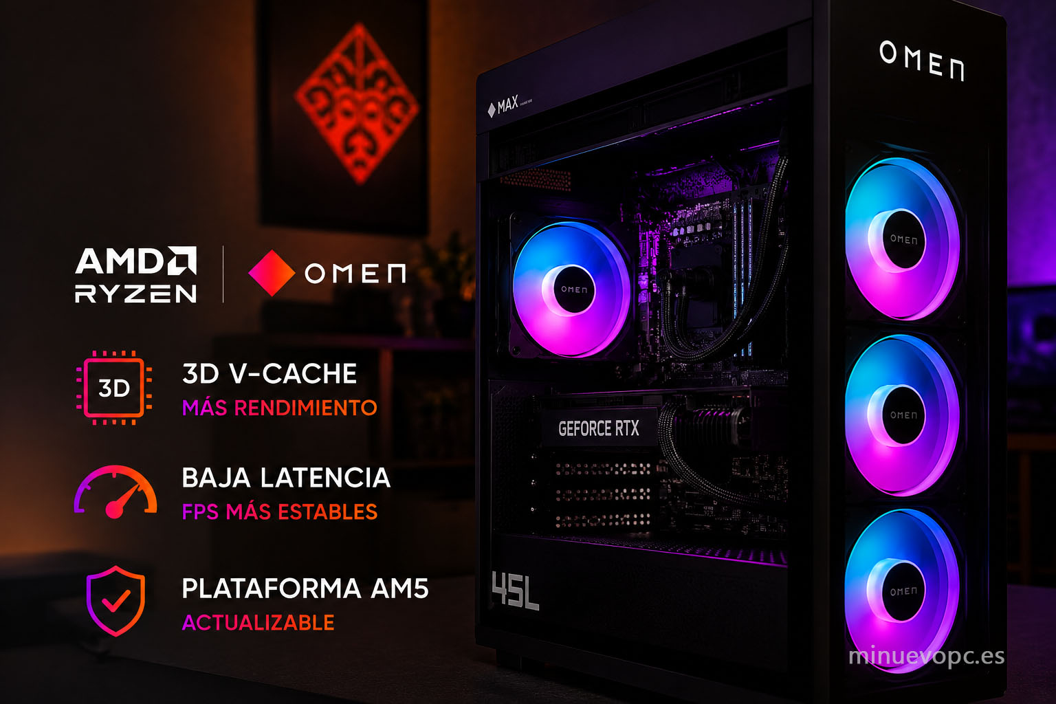 Detalle del interior de un HP Omen con procesador AMD Ryzen y refrigeración líquida, una plataforma pensada para gaming de alto rendimiento
