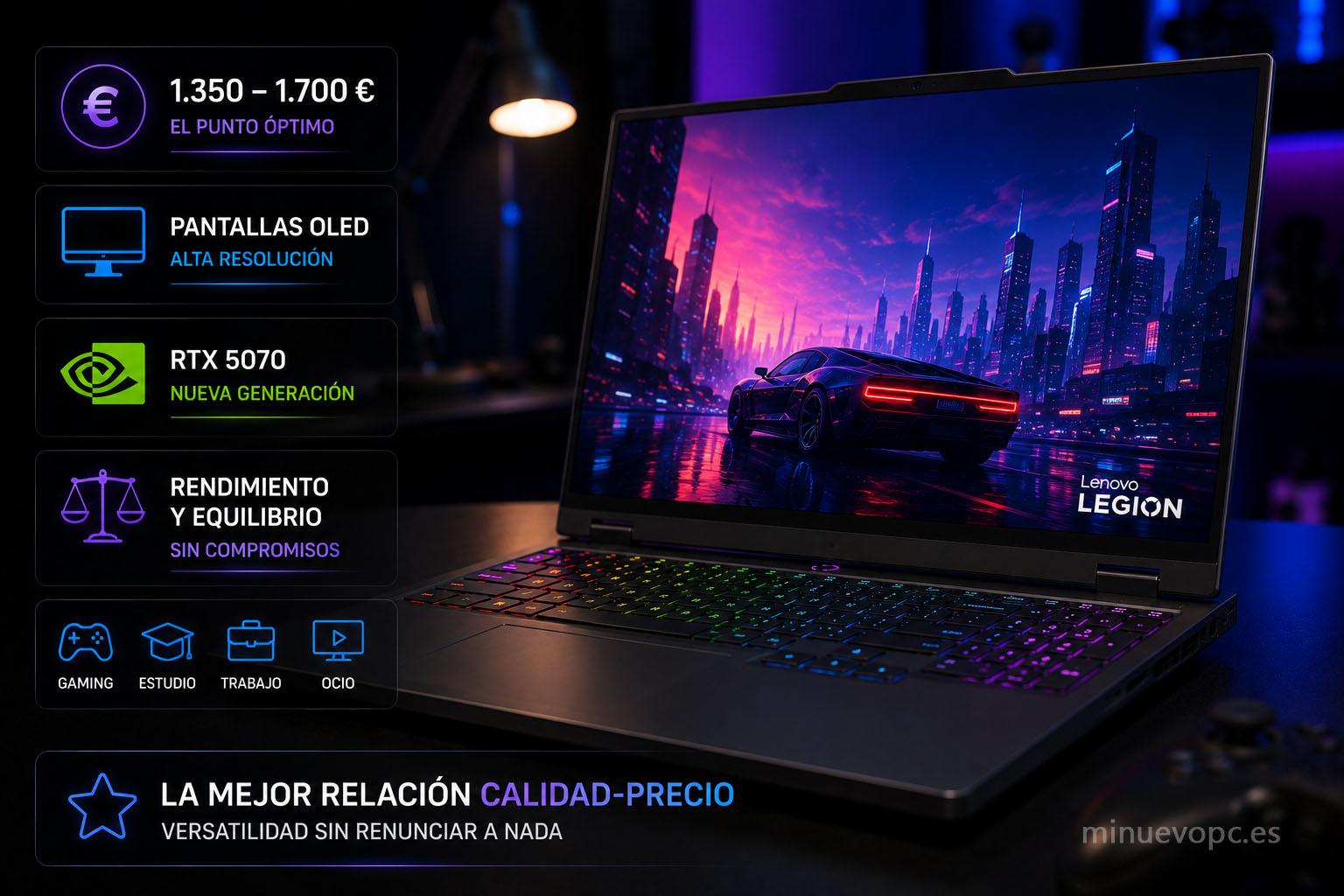 Comprar un portátil gaming RTX 5070 con pantalla OLED y excelente calidad precio para jugar, trabajar y estudiar sin pagar de más