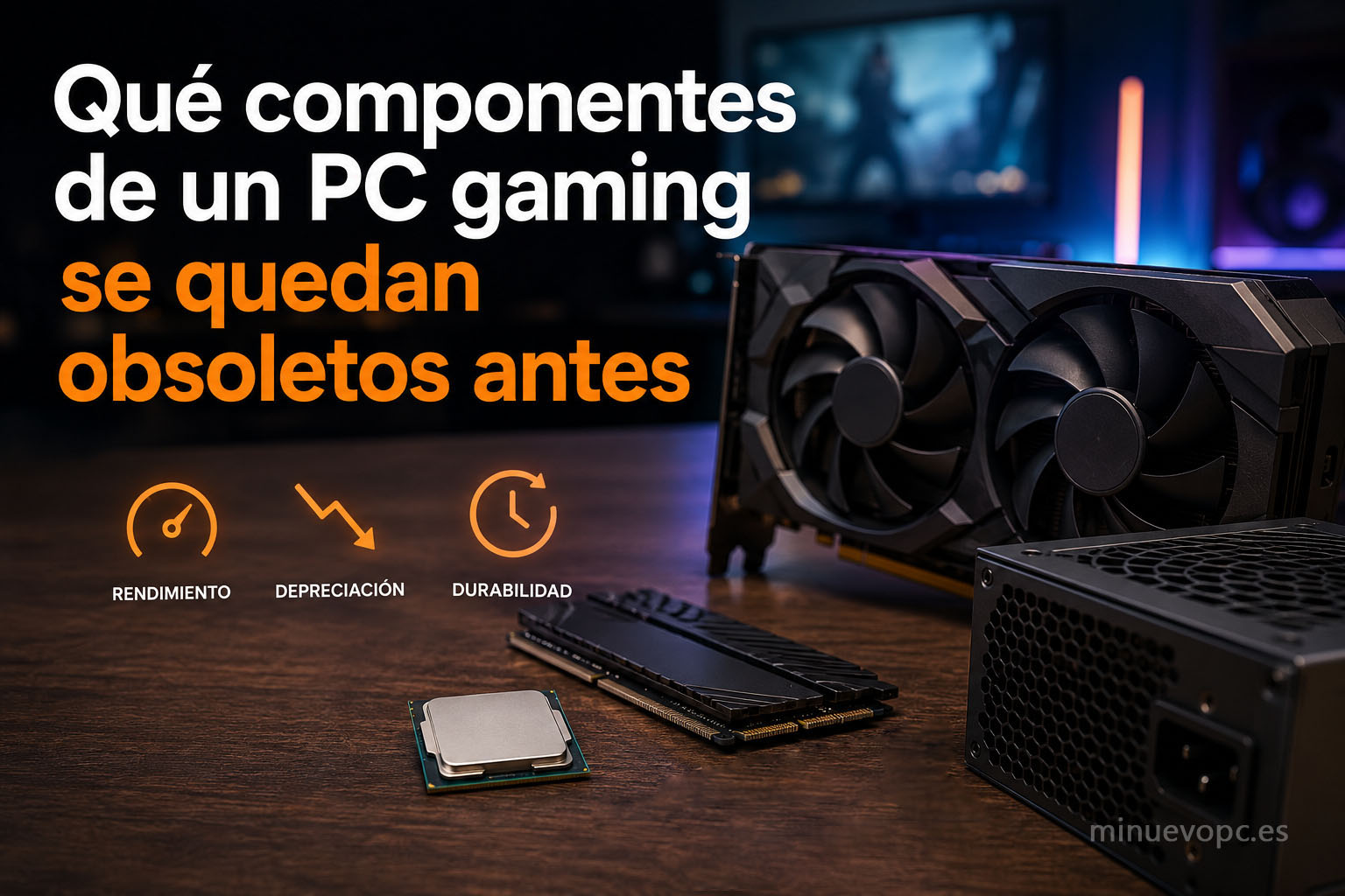 Qué componentes de un PC gaming se quedan obsoletos antes con comparativa visual de GPU, CPU, RAM, SSD y placa base para decidir mejor tu próxima actualización