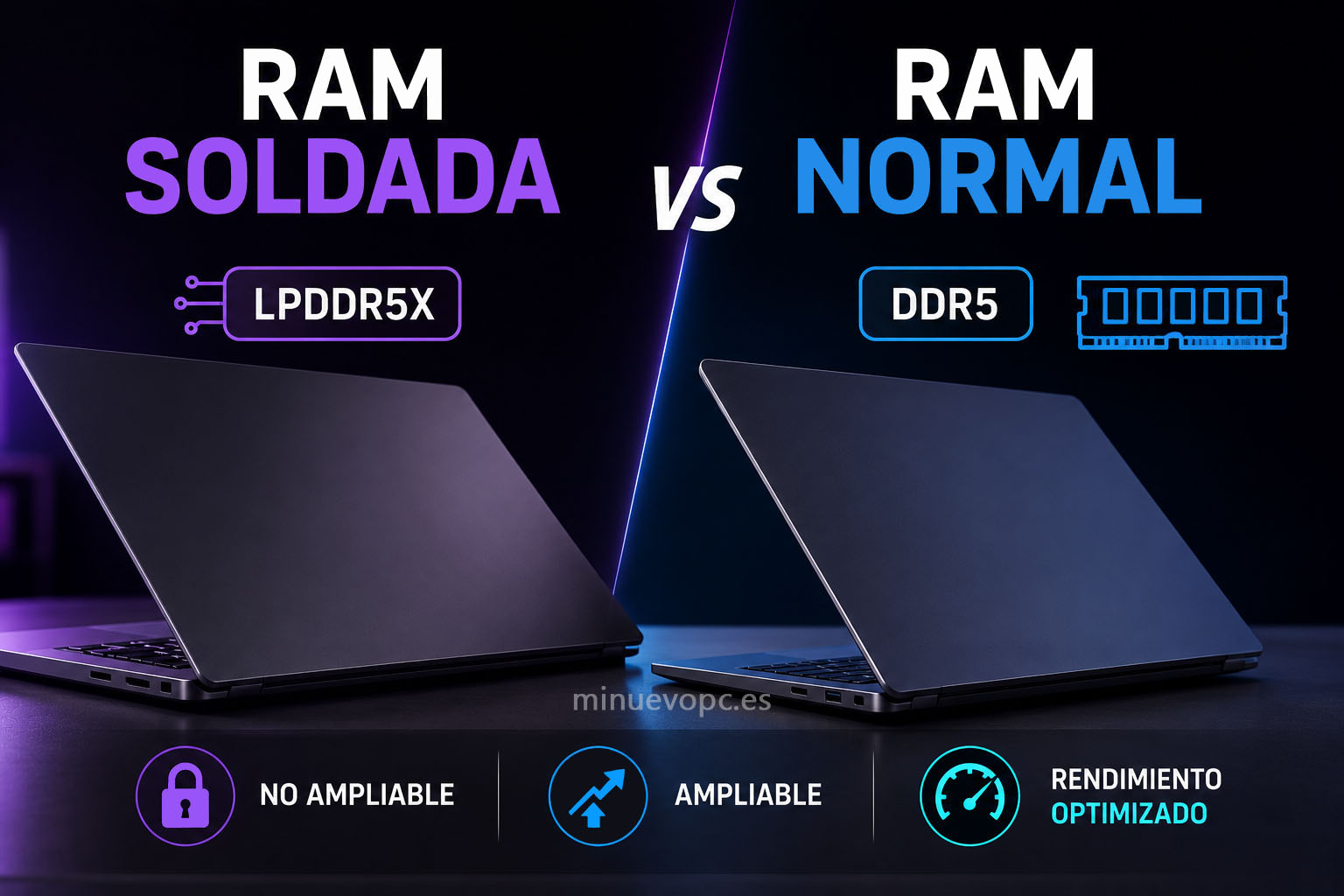 RAM soldada vs RAM normal en portátiles, mini PCs y todo en uno para entender cuál conviene comprar según tus necesidades y uso