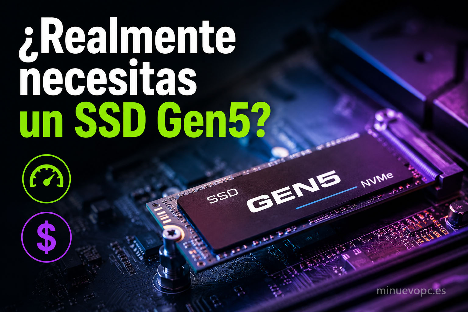SSD Gen5 instalado en una placa base para descubrir si realmente merece la pena frente a un SSD Gen4 según el tipo de usuario