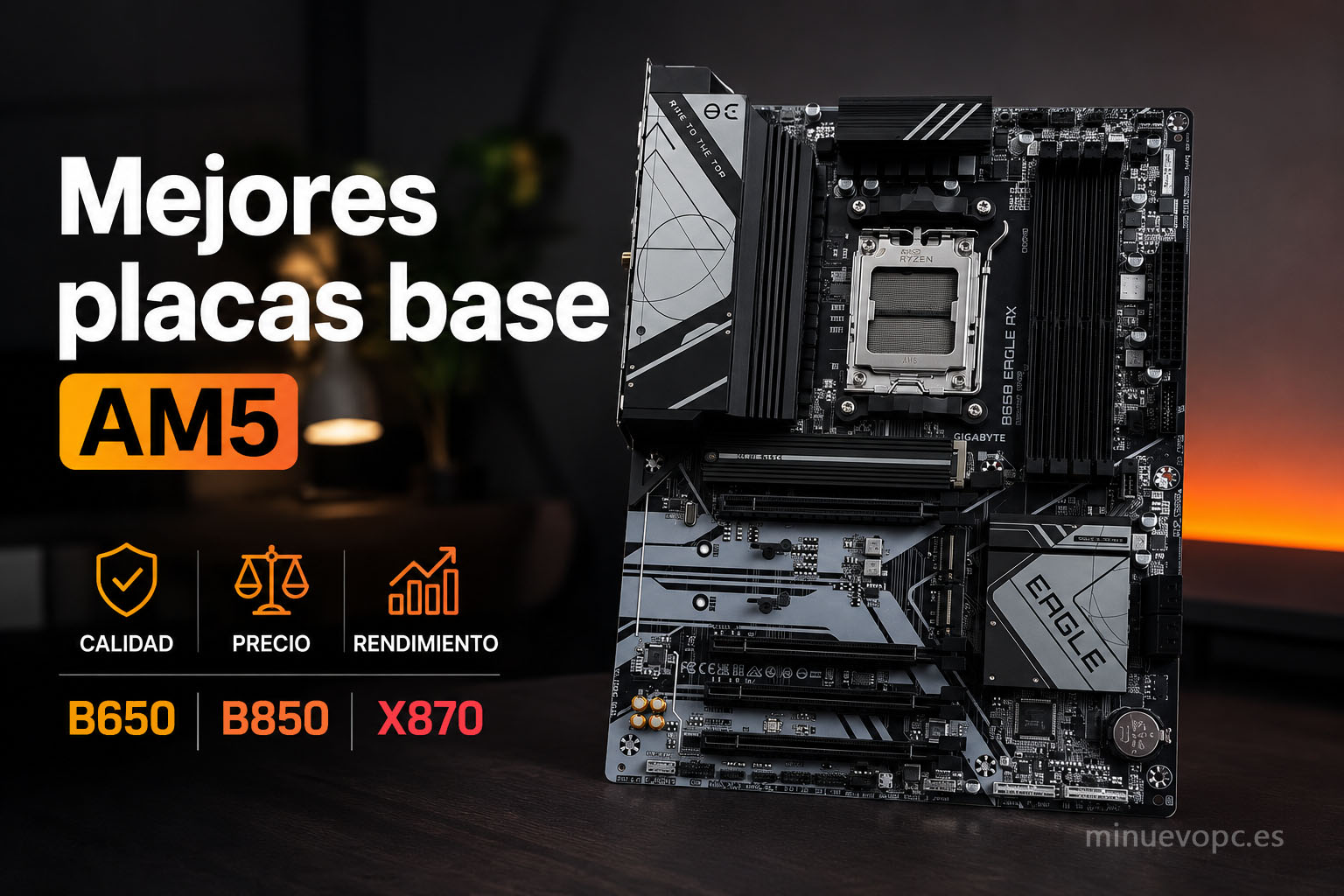 Gigabyte Eagle RX destaca en esta guía de placas base AM5 para comparar B650, B850 y X870 y elegir la opción con mejor equilibrio entre calidad, precio y rendimiento