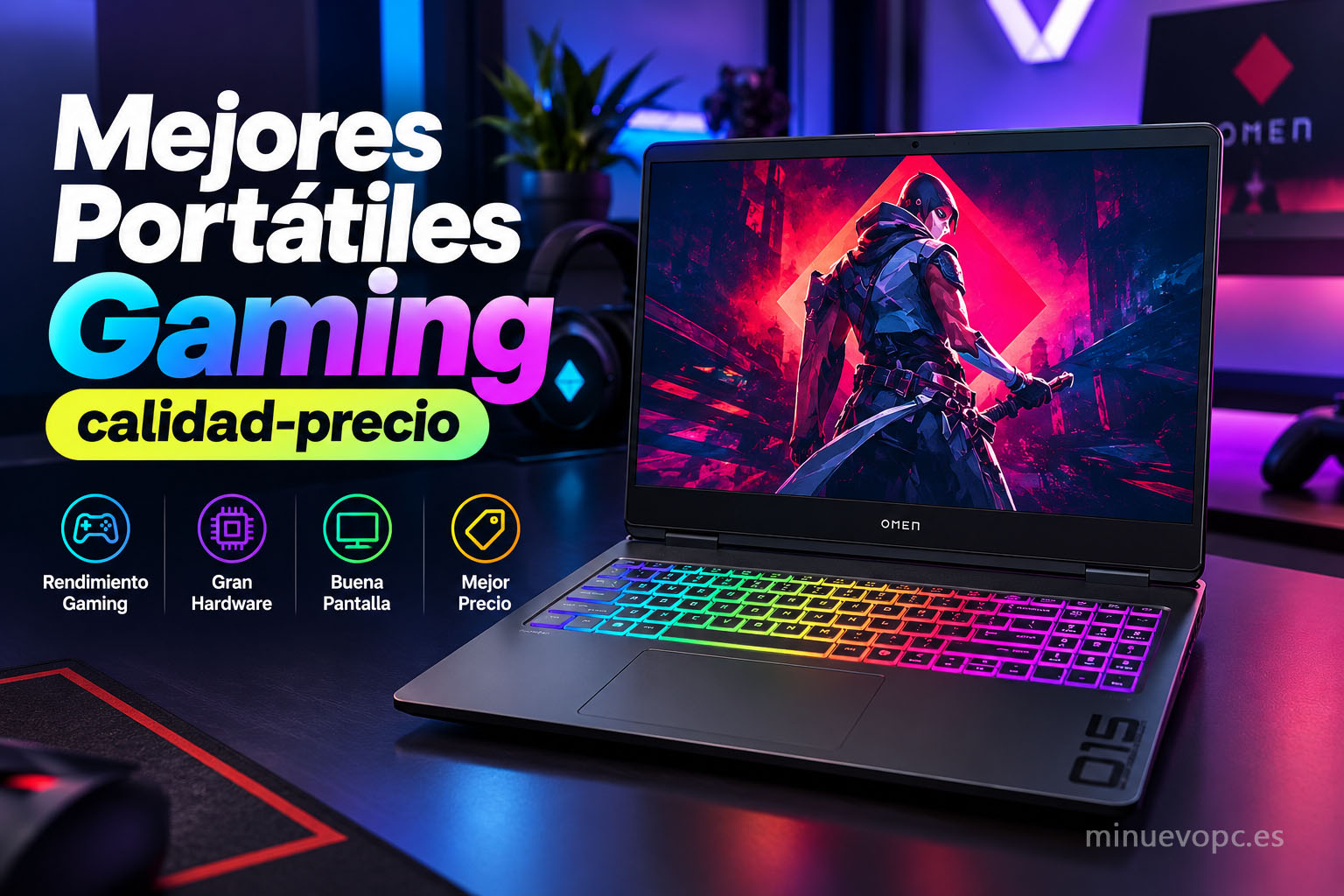 Guía de los mejores portátiles gaming calidad-precio con un equipo gaming RGB como protagonista