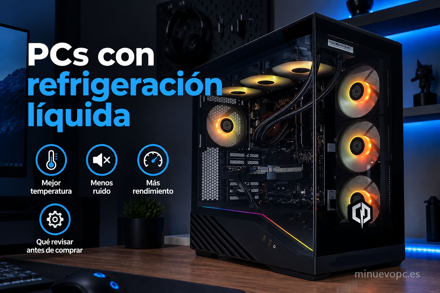 PC gaming con refrigeración líquida AIO, tubos y ventiladores RGB, una opción para comprar con buen rendimiento térmico