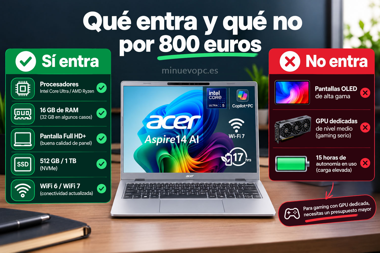 Qué portátil comprar por 800 euros: características que entran y extras que quedan fuera